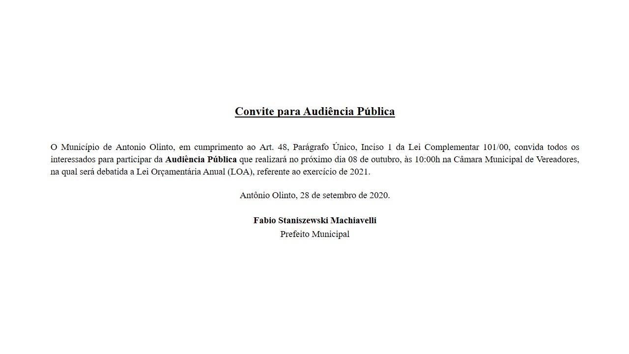 Audiência Pública  LOA 2021