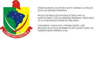 Alteração dos dias das Sessões Ordinárias