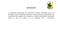 SUSPENSA SESSÃO DIA DIA 01 DE MARÇO 